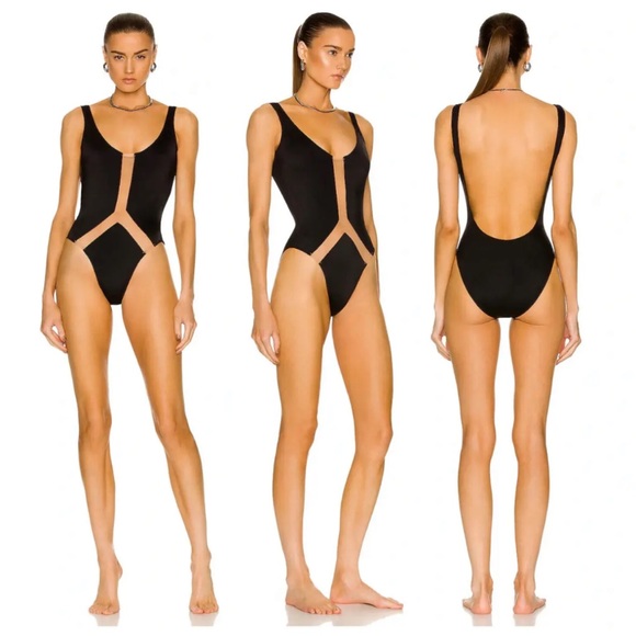 Norma Kamali Other - Norma Kamali Women Super Low Back Nude Mesh Mio Swimsuit 1-Piece Black XS S L